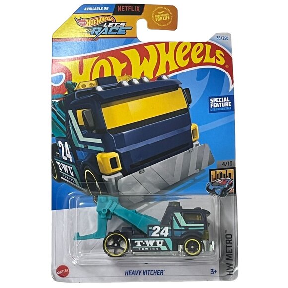 Hot Wheels Heavy Hitcher HW Metro 2024 Blue Tow Truck 1:64 Diecast Car - Picture 1 of 6